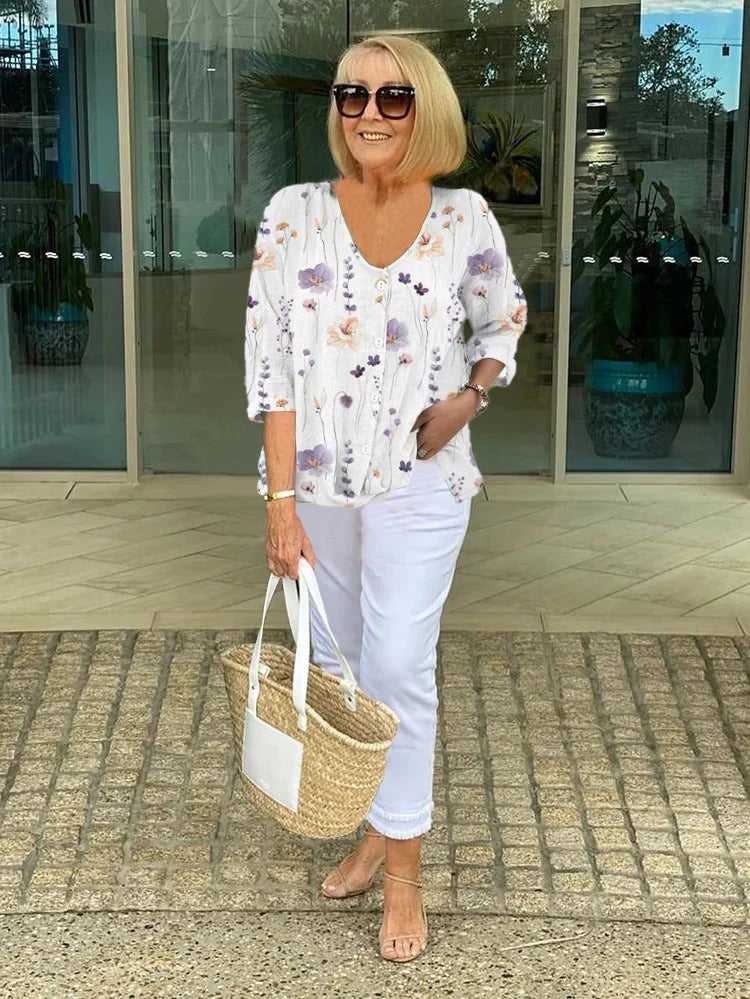 Alisa | Blouse fleurie à effet gainant