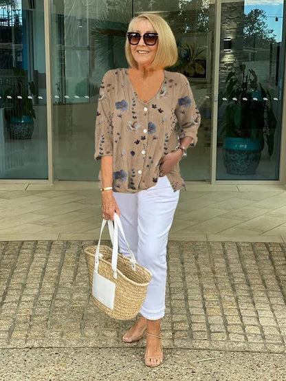 Alisa | Blouse fleurie à effet gainant