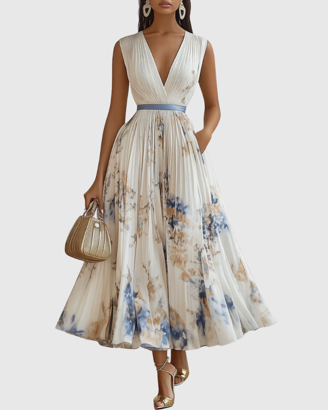 Rosalie – Robe longue plissée élégante