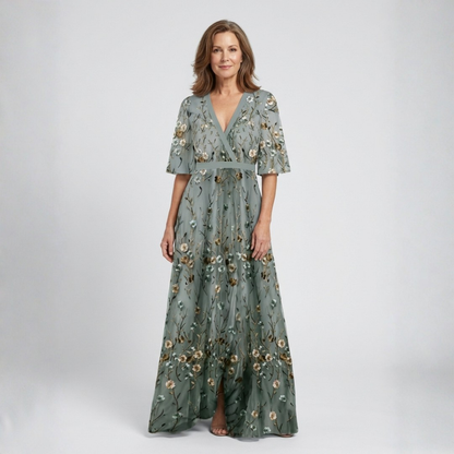 Élodie – Robe longue fleurie col V