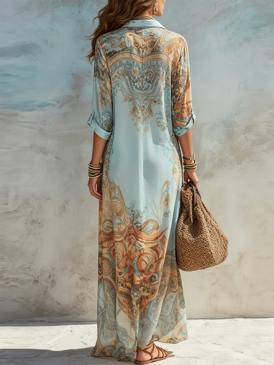 Chloé | Robe chemise méditerranéenne