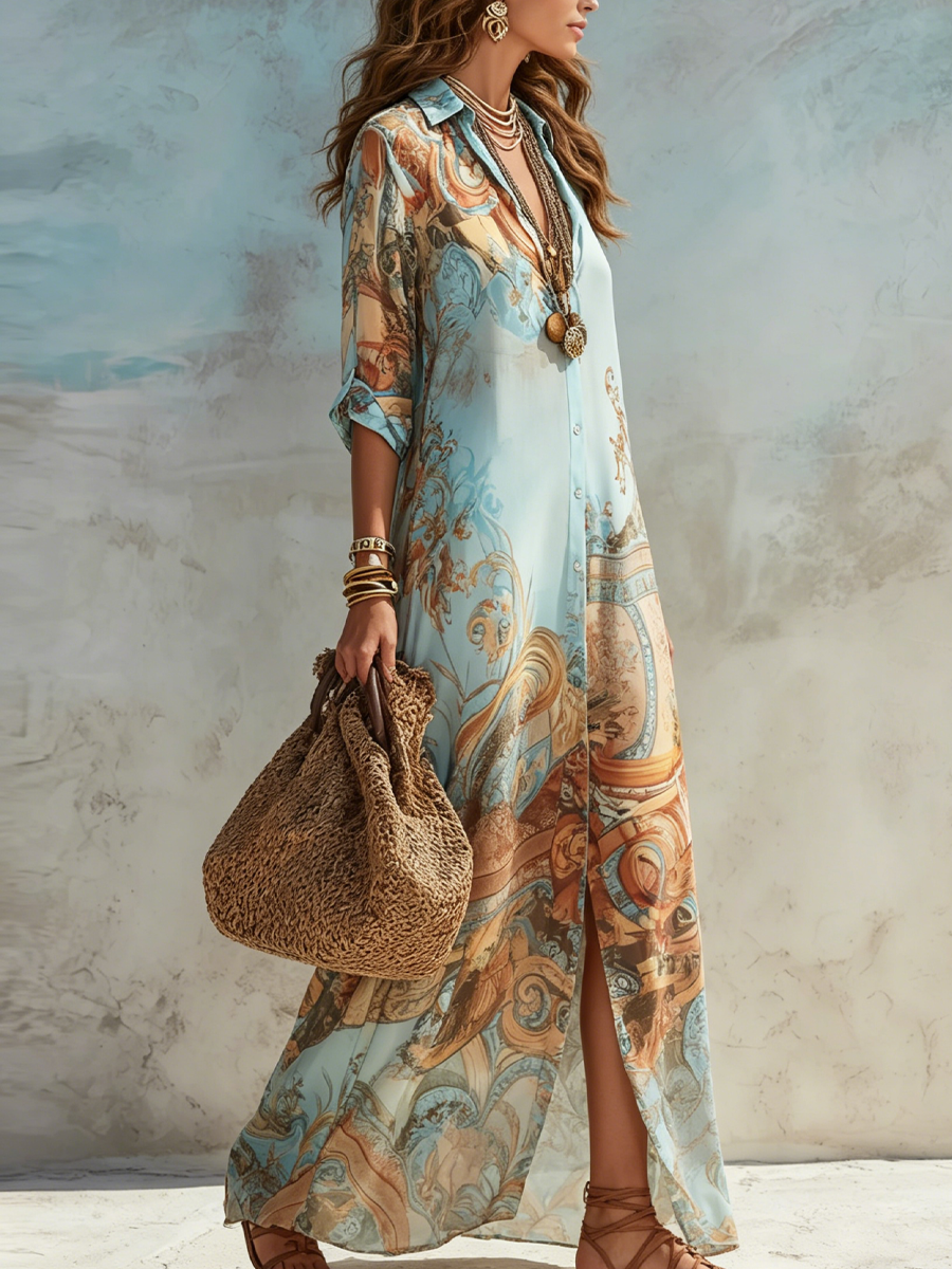 Chloé | Robe chemise méditerranéenne
