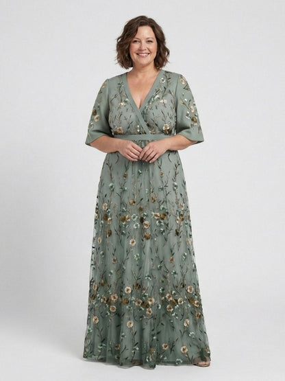 Élodie – Robe longue fleurie col V